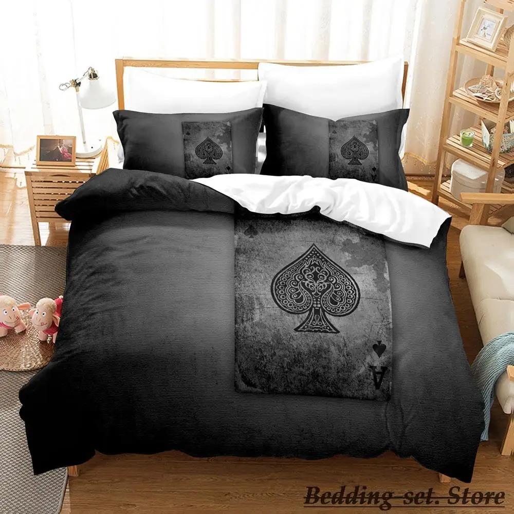 HIGH CARD Poker Bedding Set Single Twin Full Queen King Size Anime Duvet Cover for Adult Kid Bedroom