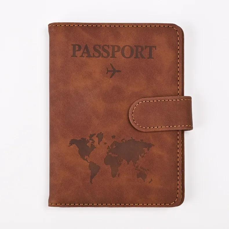 Unisex RFID Travel Wallet Map Print Passport Holder Flight Ticket Clip ID Card Holder Passport Cover Passport Travel Organizer