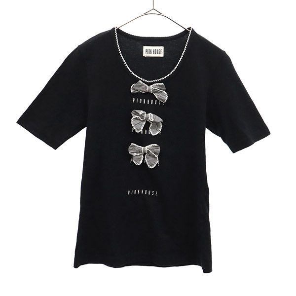 

PINK HOUSE Print Short sleeve T-shirt M black Women Used