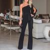 Elegant Women Tied Waist Flared Jumpsuits Fashion One Shoulder Sexy Rompers For Effortless Style