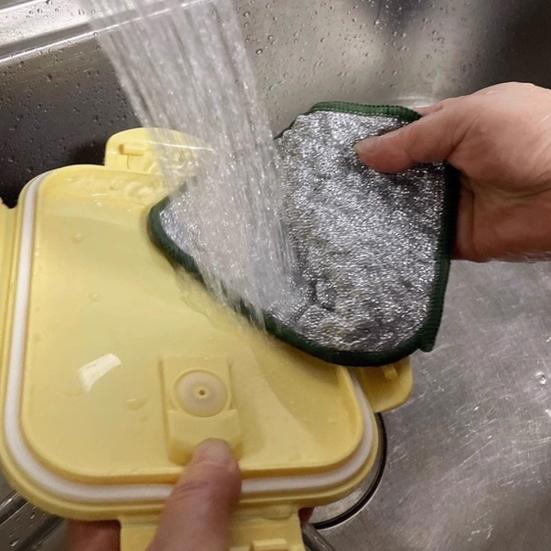 1/2/5/10Pcs Wood Fiber Dishwashing Cloth Double-Sided Cleaning Cloth with Silver Silk Fabric Reusable Kitchen Towel