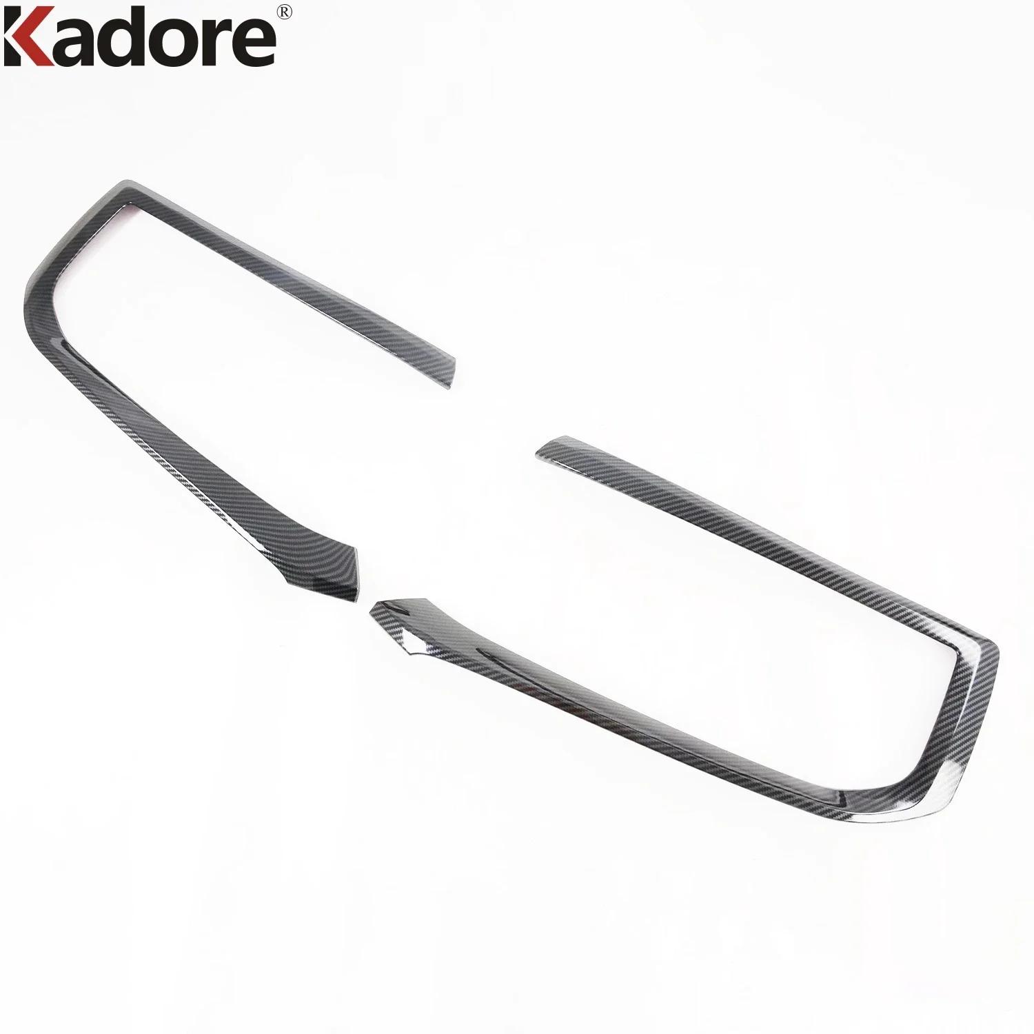 Front Headlight Cover Trim For KIA Mohave Borrego -  2024 2025 Carbon Fiber Car Head Light Lamp Trims Accessories Carbon Fiber Color