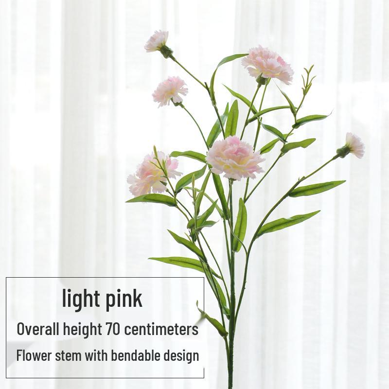 Carnation Silk Flower Bouquet with Vase - Artificial Floral Arrangement for Home Decor