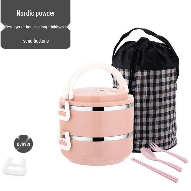 Verbesserte Niedliche Mehrschichtige Lunchbox mit Wärmeisolierung - Große Kapazität Edelstahl Bento mit Tasche, Deckel und Geschirr.