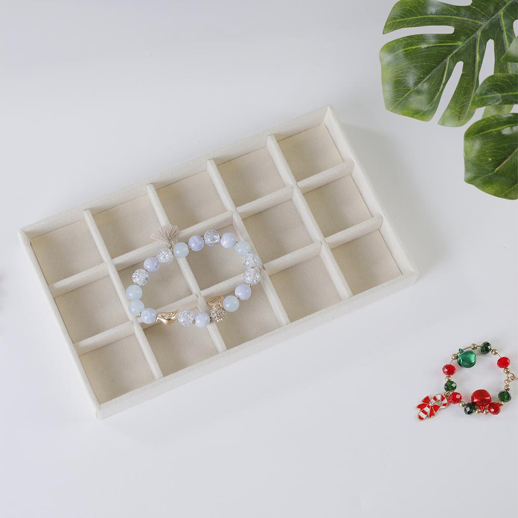1PC, Flocking Jewelry Box Jewelry Tray, Color: Beige