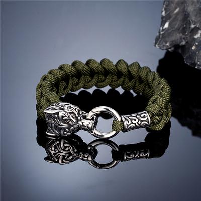 Vintage Nordische Runen Keltischer Wolf Überleben Seil Armbänder Männer Handarbeit Outdoor Edelstahl Lanyard Armband Wikinger Schmuck