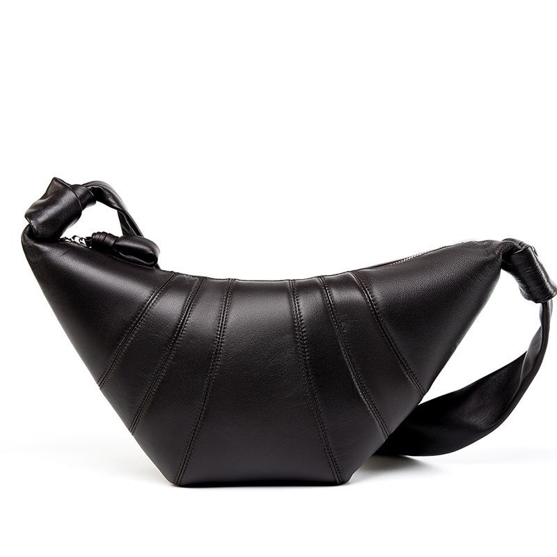 The First Layer Of Lambskin Croissant Bag Diagonal Span Lazy Croissant, Genuine Leather Single Shoulder Diagonal Span, Dumpling Bag Girl