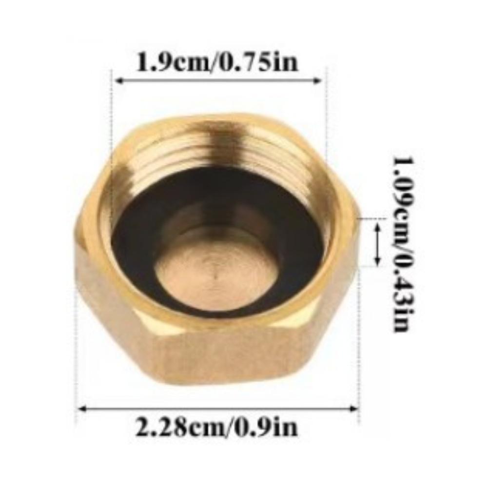6 Pieces Brass Pipe Cap Hexagonal Threaded Fittings for Garden Hose and Plumbing Pipes 1 2 3 8 3 4 Inch Compatible
