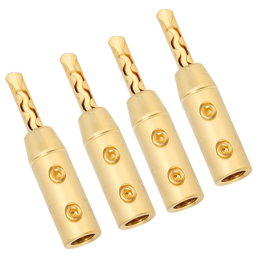 4PCS Gold Plated BFA Banana Plug Double Screw Open Screw Banana Plugs For Sound Systems