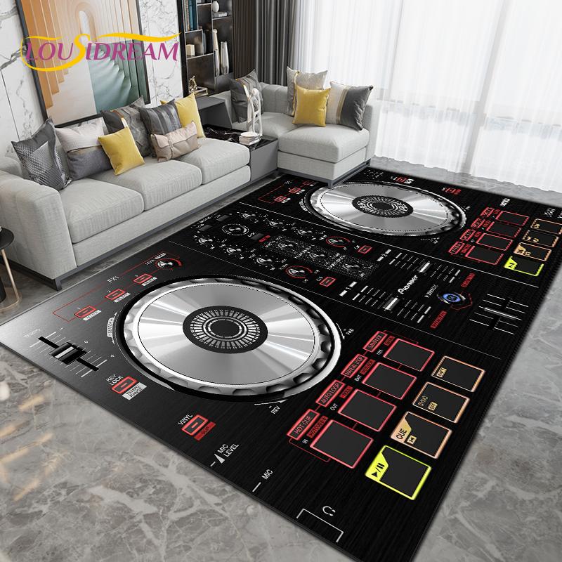 Teppich mit DJ-Musik-Screen-Muster, Teppich für Wohnzimmer, Schlafzimmer, Sofa, Küche, Badezimmer, Flur, Läufer, rutschfeste Bodenmatte