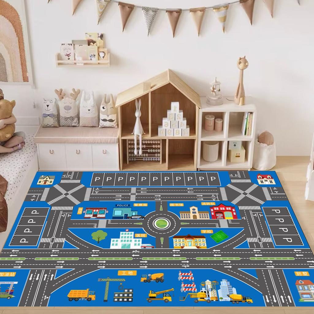 Game Carpet City Road Traffic Parking Lot Printed Floor Mat Children's Tenant Hall Anti Slip Foot Mat Home Decoration