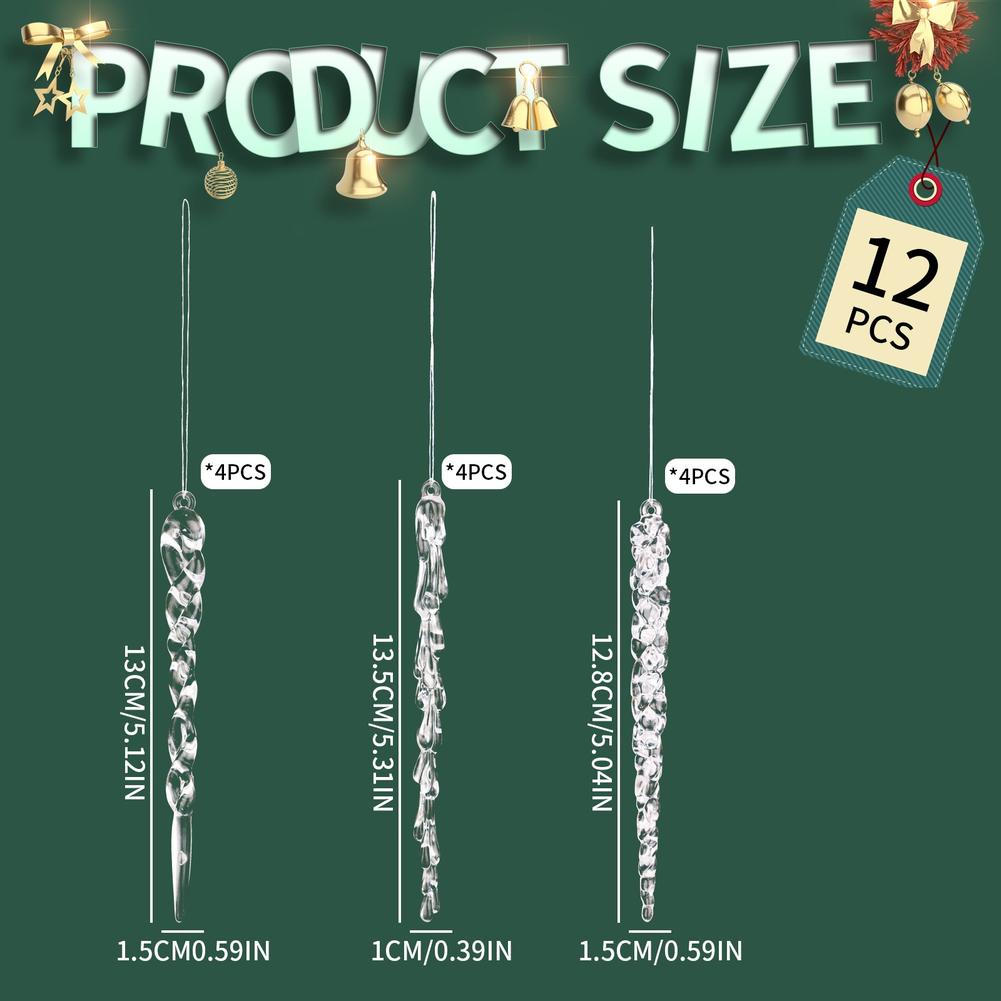 Christmas Acrylic Icicle Hanging Ornaments In Transparent Blue Pink With Realistic Ice Look For Holiday Tree Window Wall Decor