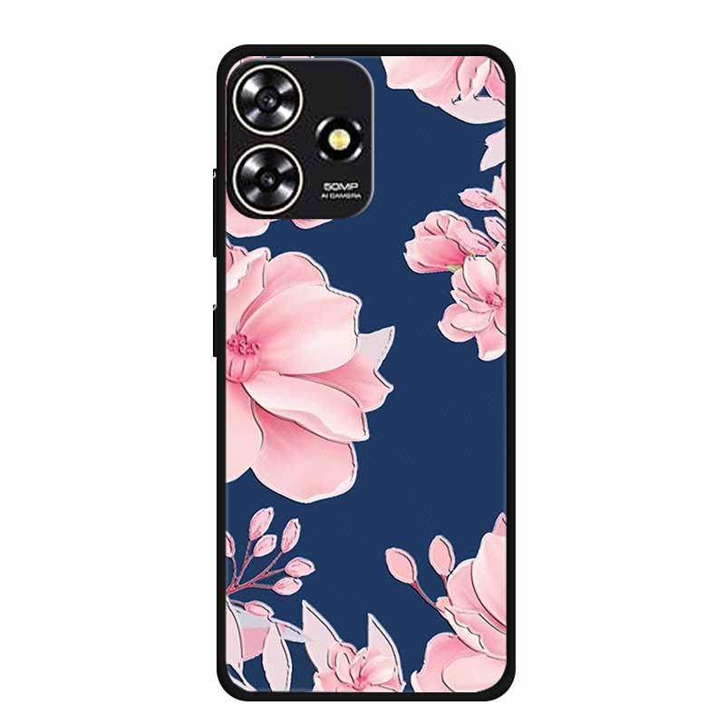 

3D Emboss Case For ZTE Blade V50 Smart Design A73 4G Phone Case Flowers Black Silicone Soft Back Cover For ZTE Axon 50 Lite Case ZTE Axon 50 Lite