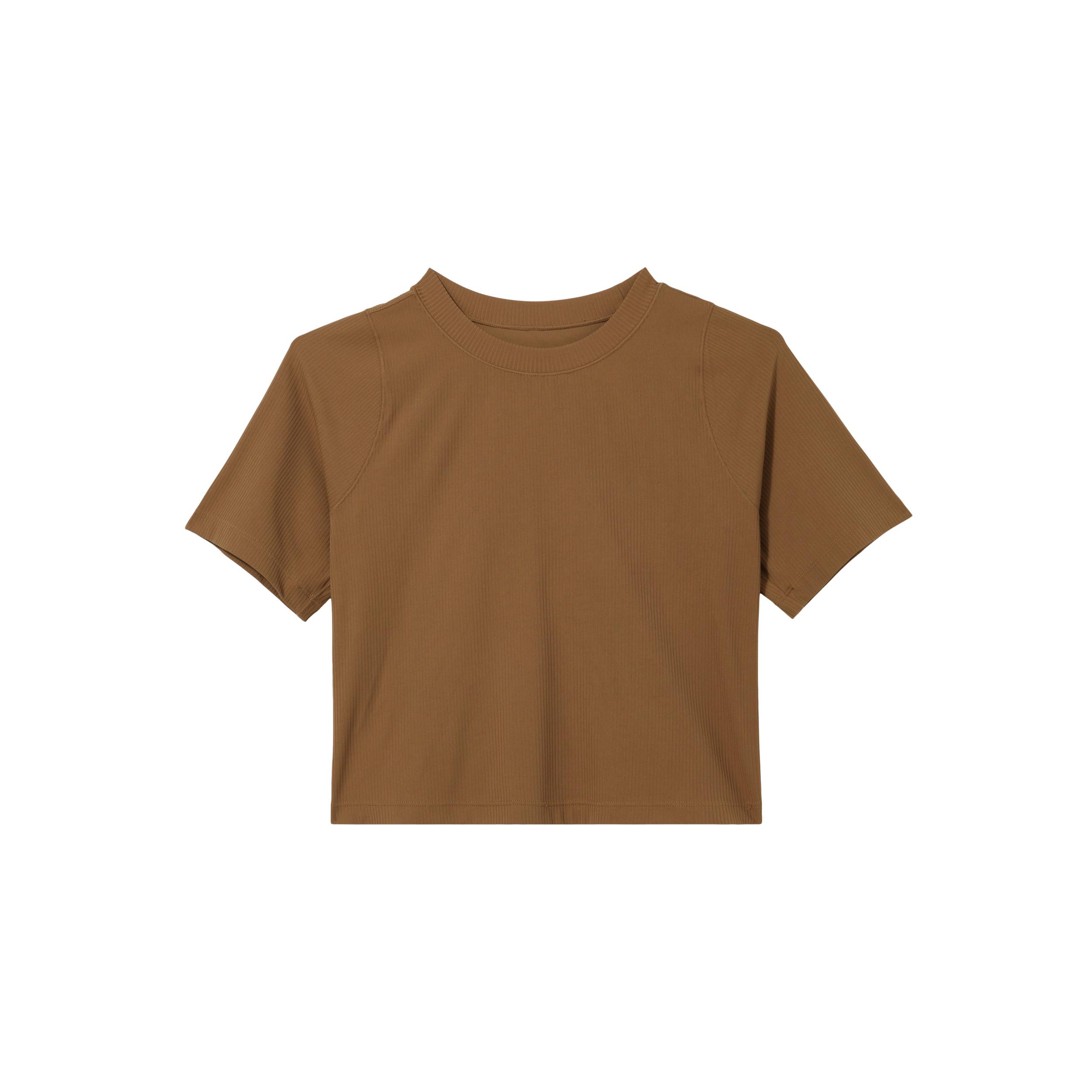 

New Nike T-Shirt Women s Light British Brown/White HF2773-281 XXL