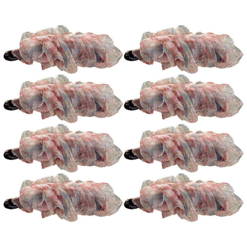 Korean-Style Polka Dot Colour-Block Pleated Printed Mesh Hair Clip For Women Fashionable Banana Clip Hair Accessory