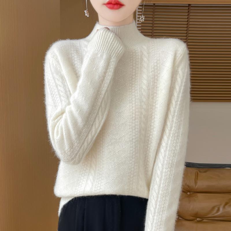 Women Sweater 100% Wool MODERN NEW SAGA Turtleneck Knit Pullover Thick Winter Jumpers Female Knit Tops