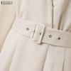 ZANZEA Women Turn Down Collar Long Sleeve Casual Spring Autumn Long Dress