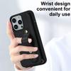 For iPhone 16 Pro Max Case Kickstand Card Slots Leather Coated TPU Cover with Shoulder Strap