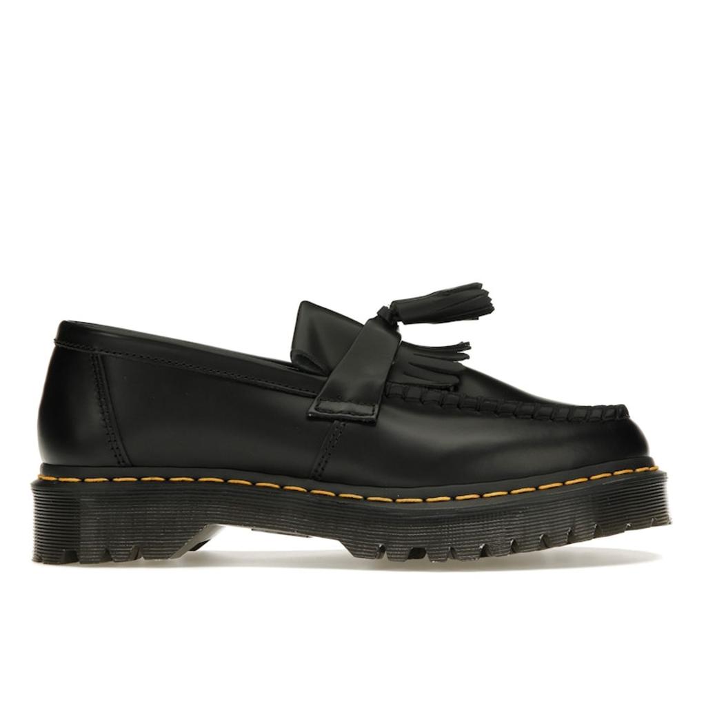 Dr. Martens Adrian Yellow Stitch Leather Tassel Loafer Black Unisex Sneakers 22209001