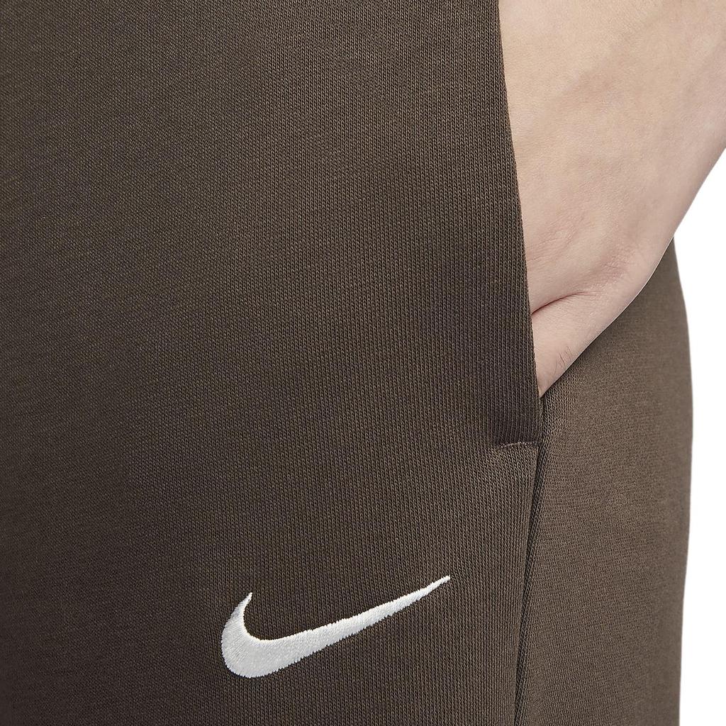 Nike Jednofarebné ležérne pletené športové nohavice so širokými nohavicami a vysokým pásom so sťahovacou šnúrkou Dámske nohavice Hnedé FZ7208-237