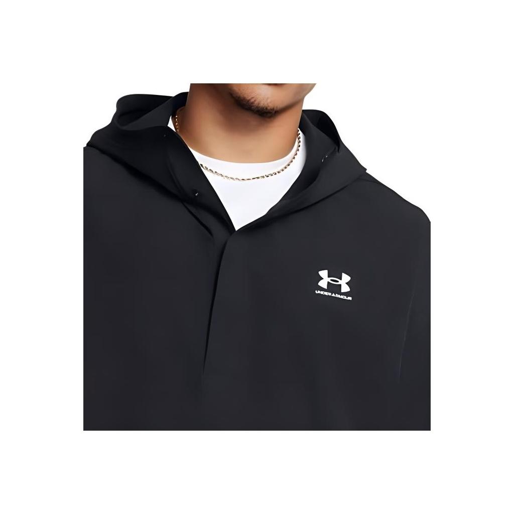 Under Armour Vibe Stormshell Hoodie With Small Logo Drop Shoulder Long Sleeve Sweatshirt Men sweatshirt Black 1386575-001