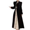 Plus Size Retro Chinese Ink Painting Qipao Dress - Long Sleeve, Jacquard, Waist-Cinching Design