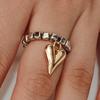 Cross-Border Jewelry Square Beaded Elastic Ring with Glossy Heart Accent