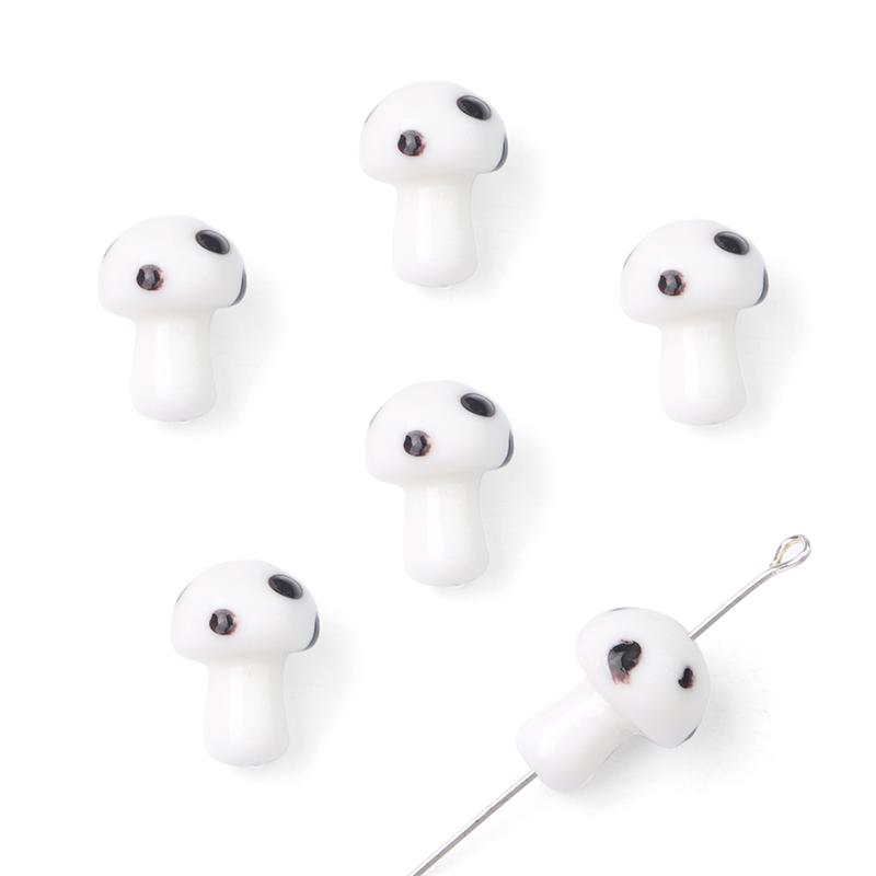 5-25Pcs Glazed Mushroom Glass Beads For DIY Jewelry Making Necklace Bracelet Earrings Craft Accessories