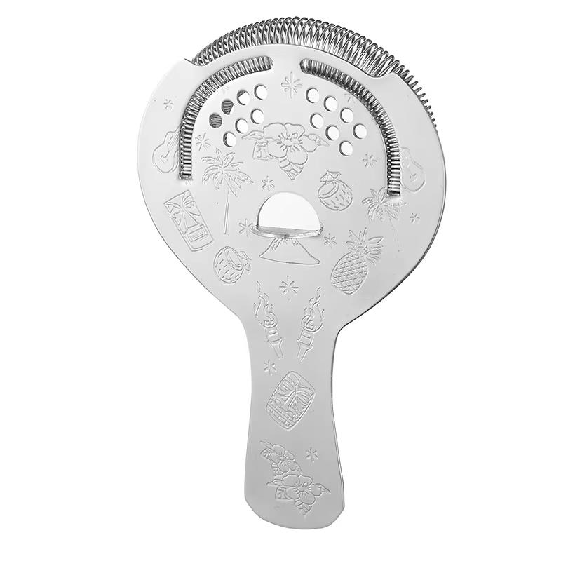 

Tiki Stainless Steel Strainer Bar Strainer With Tiki Themed Etched Pattern