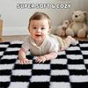 Super Soft Rug, Round Rug for Bedroom, 2X2M Black and White Checkered Round Rug Non-Slip High Pile Cute Soft Fluffy Rug for Bedroom Kids Room