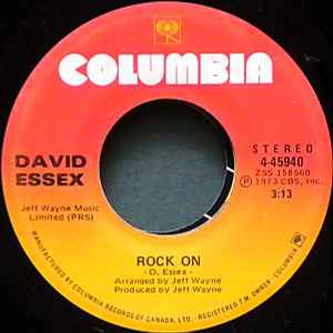 

7inch Record DAVID ESSEX - Rock On 445940 COLUMBIA 1973 Canada Rock Used