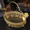 Metal Carrying Basket Iron Art Pastry Tray Light Luxury Fruit Basket  Cake