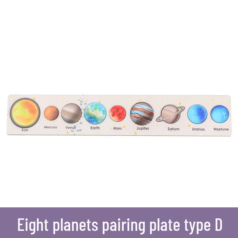 Cross-border Wooden Solar System Puzzle: Educational Planet Earth Matching Board Game for Children