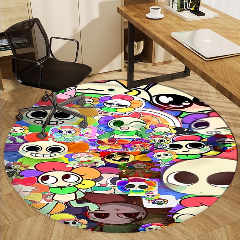Dandy's World Pattern Round Rug, Indoor/Outdoor Mat, for Picnic, Gameroom, Bedroom, Office, Living Room, Home Decor Carpet, Birthday Gift
