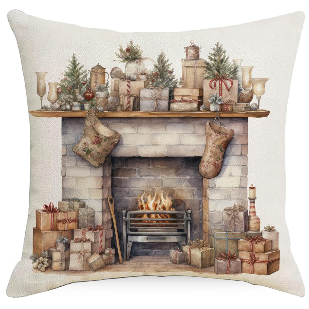 Weihnachts-Kissenbezug Festliche Heimdekoration Sofa Leinen Kissenbezug Kissenbezug Vintage Weihnachten