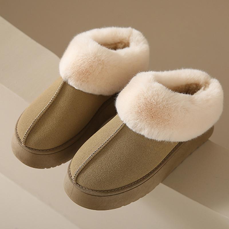 

fashion Stylish Women s Warm Faux Suede Ankle Snow Boots Winter Plush Lined Short Boots for ladies Leisure Large Size Fluffy woman Boots 36 хакі
