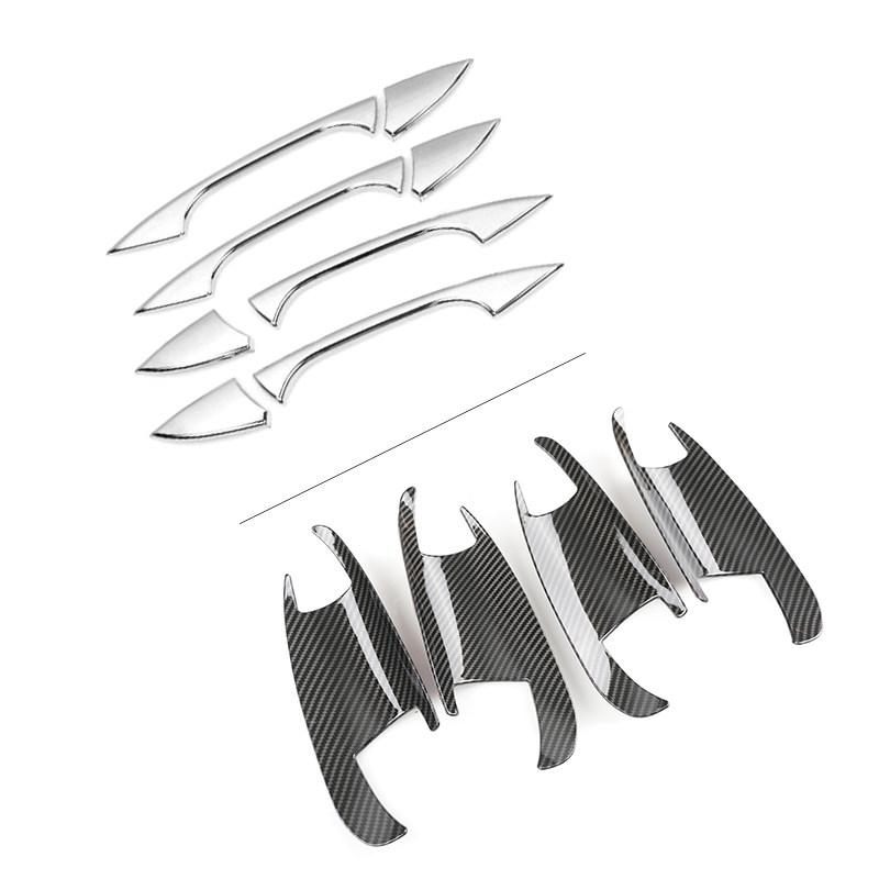 Carbon Texture Car Exterior Door Handle / Bowl Cover Trim For Mercedes Benz C E GLK ML CLA Class W166 W117 X204 W204 W212