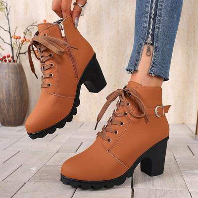 New High-heeled  Women's Shoes, Single Boots, Chunky Ankle Boots, Round-toed Boots and Bare Boots