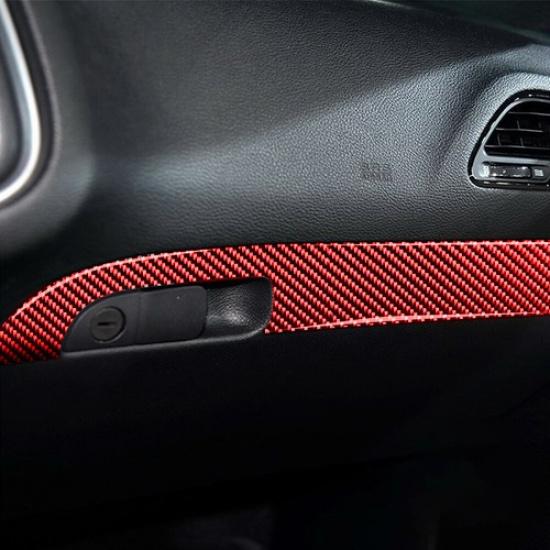 Red Carbon Fiber Interior Passenger Dashboard Cover Trim For Dodge Charger 15-22