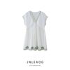 Jnleaog Autumn New Women's Clothing European, American and French Style Contrast Color Embroidered V-neck Short Dress 7200024 712