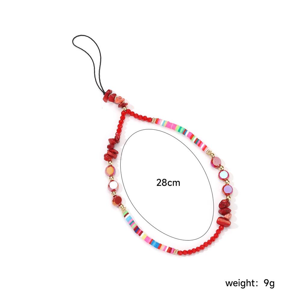 Fashion Handmade Color Crystal Stone Soft Pottery Sheet Beaded Mobile Phone Chain Wrist Anti-Loss Pendant Pendant Wholesale