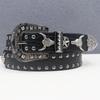 Crocodile Pattern Western Riveted Bull Head Leather Belt - Punk Y2K Unisex