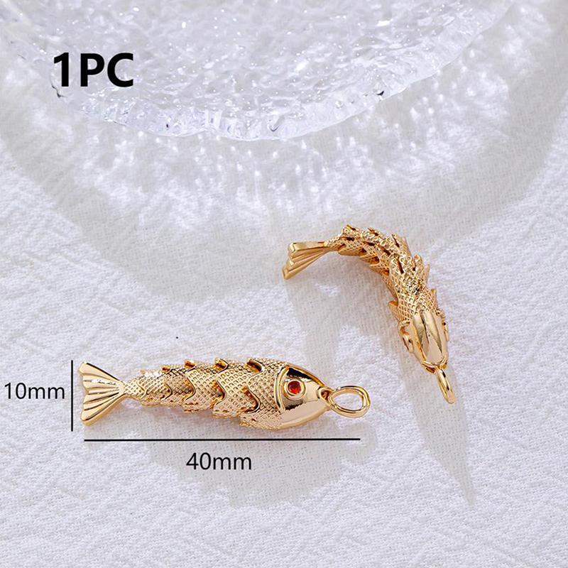 Metallanhänger im chinesischen Stil in Fischform mit rotem Zirkonia-Pavé für DIY-Halskette, Armband, Ohrringe, Schmuckherstellungszubehör