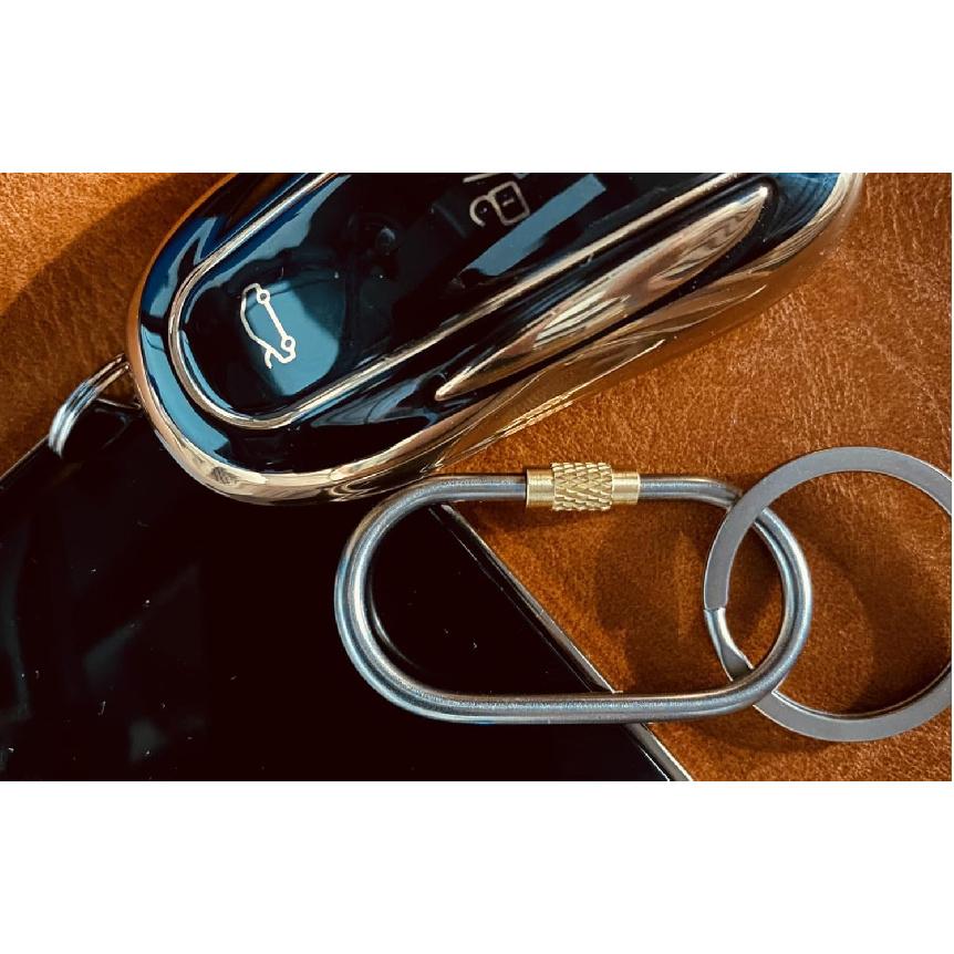 JOGOAUTO Titanium Carabiner Clips with Titanium Key Rings,Key Chains for car Keys, Small Locking carabiners Clips Mini,Quick Release Keychain,J451