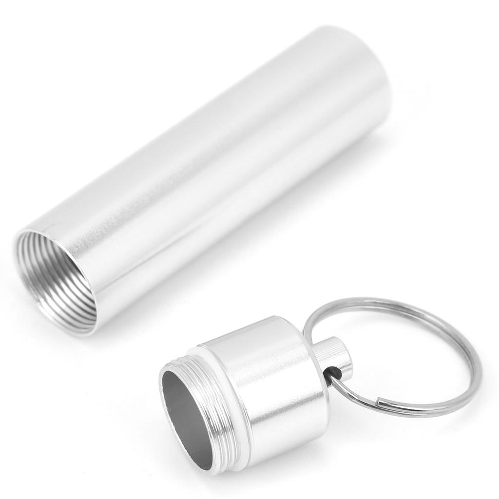 Mini Pill Box Aluminum Alloy Waterproof Keychain Pill Holder Organizer for Outdoors