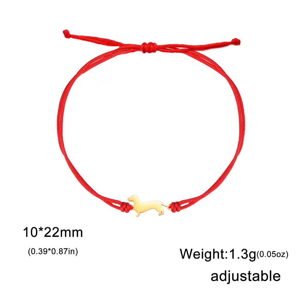 Adjustable Titanium Steel Bracelet With Dachshund Pendant Minimalist Double Opening Design Trendy Personalized Jewelry