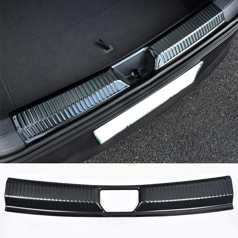 Car modified For Volkswagen ID.4 - Steel carbon fiber Rear Trunk ide Bumper Protector cover sill guard
