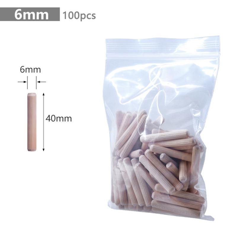 

100 Pcs Wooden Dowel Pins With Fluted Beveled Round Wood Tip Positioning Block Woodworking Tool (6x40mm)