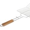 Double grille barbecue - 34 x 22 cm - Acier chromé - Manche en bois - Système de verrouillage