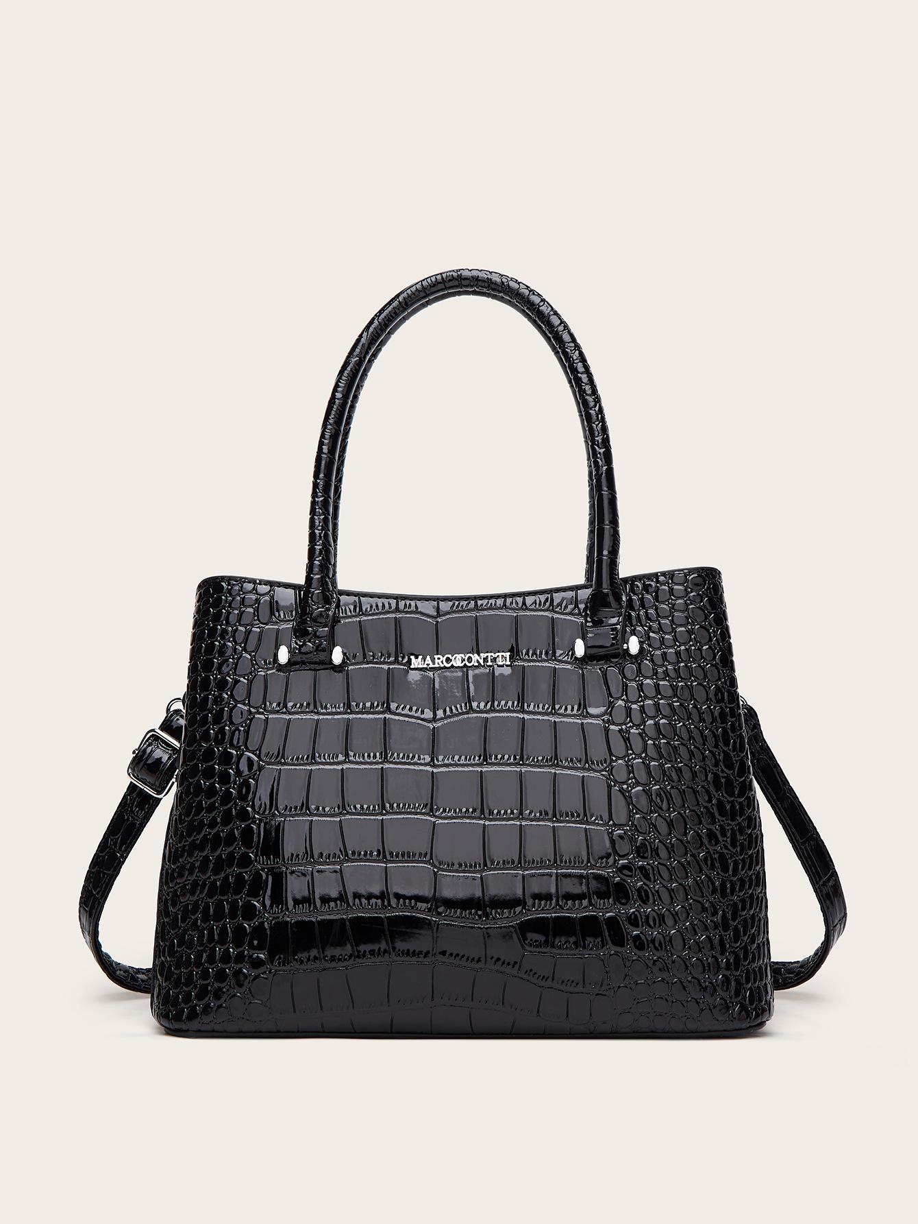 Autumn new patent leather glossy women s handbag large-capacity shoulder bag medium mother bag чёрный